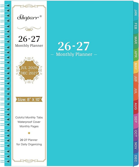 2026-2027 Monthly Planner/Calendar - Academic Planner 2026-2027, JUL 2026 - DEC 2027, 18-Month Planner with Colorful Tabs, 26-27 Calendar Planner for Daily Organizing - Waterproof Cover (8" x10", Monthly Pages & Notes, Blue)