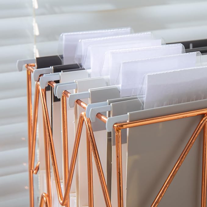 Y YOMA Letter Size - 24 Pack Extra Capacity Hanging File Folders Accordion Decorative Reinforced File Folder Cute Colored Expandable Folder for Office Home with 1/5-Cut Adjustable Tabs, Ash Grey