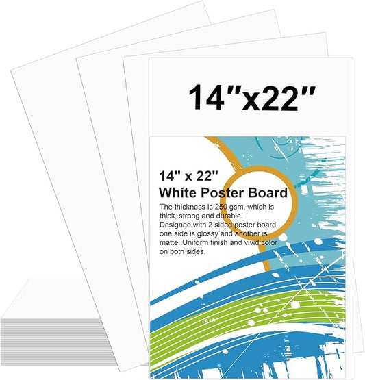28 Pcs 14" x 22" Poster Board White Poster Board Paper Bulk 250 GSM Thickness Vision Boards Smart PosterBoard for Drawing School Arts Craft Projects Presentations Scrapbooking Blank Graphic Display