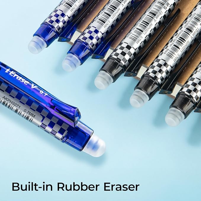 M&G Erasable Pens, 6 Pcs Blue and Black Ink Medium Point 0.7mm Black Ink Eraserable Gel Pens for School, Journaling, & Office Writing Crossword Puzzles