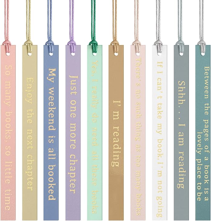 Skyygemm 10 Pcs Leather Bookmarks for Book Lover Gifts for Women Pastel Leather Bookmarks Coworker Teens Book Club Gifts for Teacher Birthdays (Pastel)