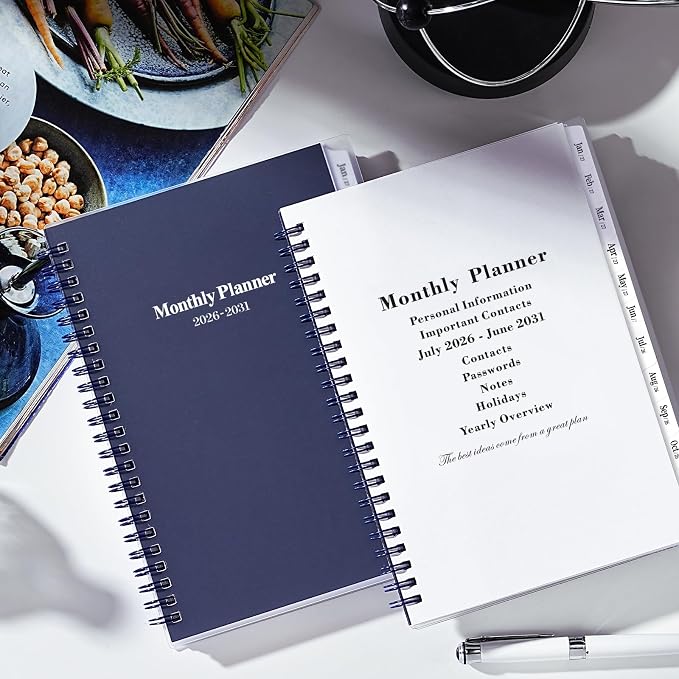 2026-2031 Monthly Planner/Calendar - Jul. 2026 - Jun. 2031, 5 Year Monthly Planner with Tabs, 6.4" x 8.5", 60 Monthly Planner, Two-Side Pocket, 9 Notes Pages, Suitable for Long-Term Planning - Blue