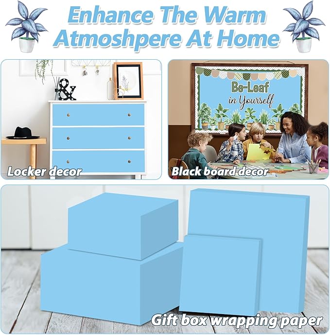 Sky Blue Bulletin Board Paper Roll Light Blue Bulletin Board Background Paper Back to School Classroom Decoration Poster for Art Craft DIY Projects Home Office Classroom Party Supplies 17.7in x 20ft