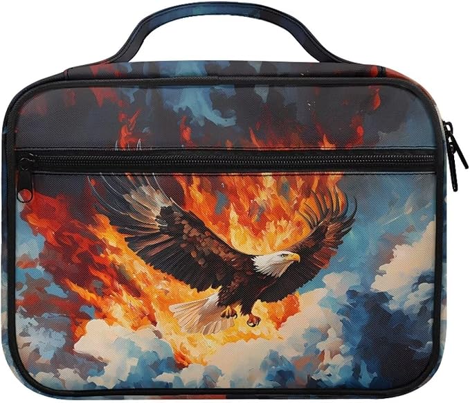 Fire Cloud Eagle Pattern Bible Covers for Men Women Bible Tote Bag Bible Carrying Case Bible Book Protective Bag with Handle and Zippered Pocket