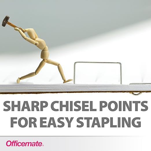 Officemate Standard Staples,5 Boxes of 5,000,1/4″ Full-Strip General Purpose Staples,Fits Standard Desktop and Office Staplers,20-Sheet Capacity,(Pack of 2)