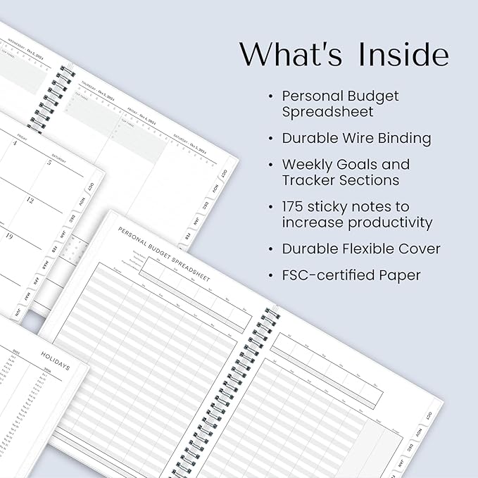 Blue Sky 15-Month Weekly and Monthly Planner Calendar, Flexible Cover, Laminated Tabs, Wirebound, Aiden Dark (Parisa- 2025, 7" x 9")