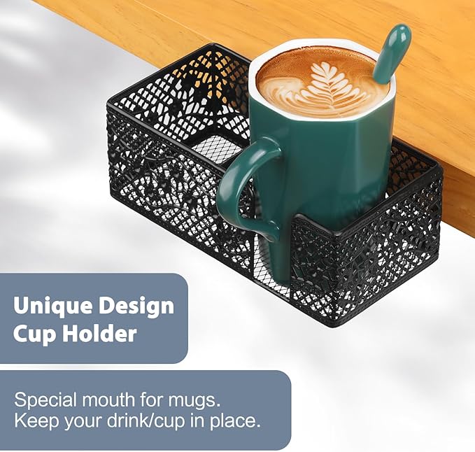 Desk Organizer Clip on Desk Cup Holder Pencil Holder for Desk Storage Beverages Phone Holder Desk Organizer and Accessories Office School Home