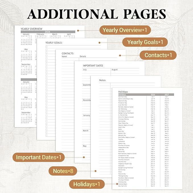 2026-2027 Planner Weekly and Monthly, Jul 2026 - Jun 2027, A5 Linen Cover Calendar Planner 2026-2027, Agenda Book with Colorful Monthly Tabs, Inner Pocket (5.8" x 8.3", Beige)