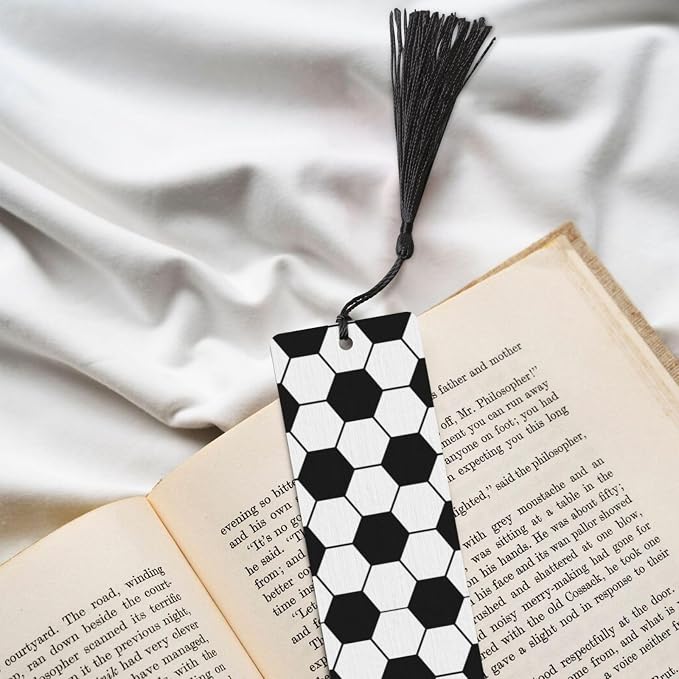 Soccer 5pcs Wood Bookmarks with Tassel for Planner Reading Book Lovers Accessory Readers Men Women 4.6 X 1.2 Inch