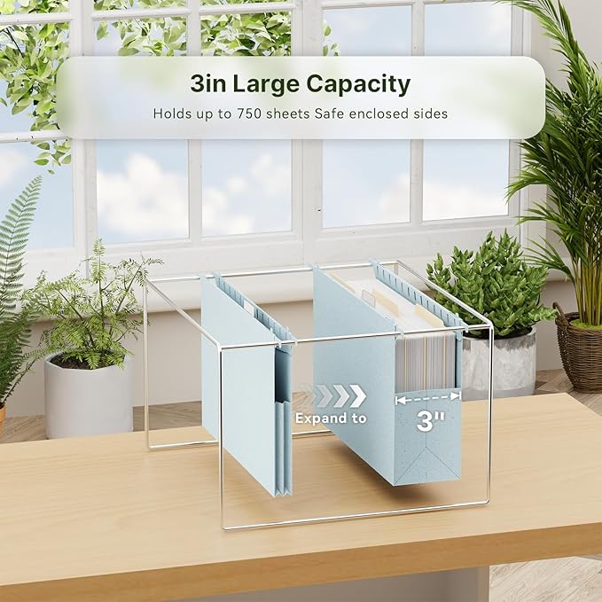 XINGIA Legal Size Hanging File Folders Extra Capacity,Heavy Duty 3 Inch Expansion,Plastic File Folders Hanging with Tabs,6 Pack Wheat Straw Hang Folders for Filing Cabinet,Expandable File Organizer
