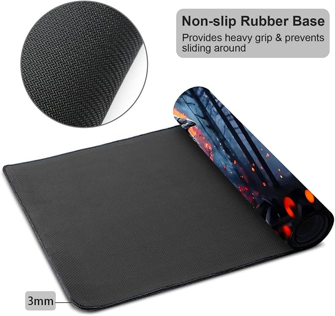 Mouse Pad Gaming Mousepad 31.5x11.8 Inch XXL Large + Coasters,Desk Mat with Stitched Edges, Non-Slip Rubber Base, Thick Mouse Pad for Computer, Laptop, Office & Home - Crow Skull