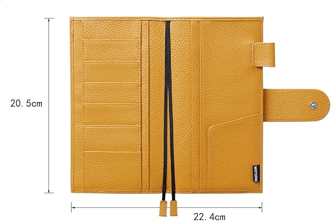 Moterm Leather Cover for Hobonichi Weeks - Fits Hobonichi Weeks/Weeks Mega, with Back Pocket (Pebbled-Mustard)