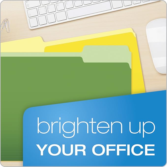 Pendaflex Two-Tone Color File Folders, Letter Size, Assorted Colors (Bright Green, Yellow, Red, Blue), 1/3-Cut Tabs, Assorted (03086), 4-Color (Pack of 360)