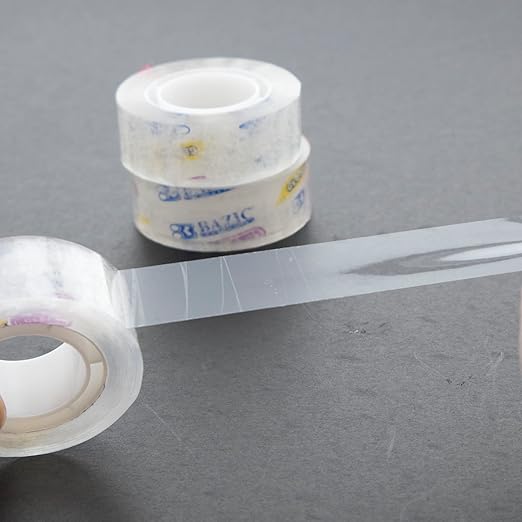 BAZIC PRODUCTS Crystal Clear Tape with Dispenser 3/4" X 1296"– for Home, Office, and School Use; Transparent Tape with Glossy Finish, Ideal for Crafts, & Gift Wrapping, 2-Pack