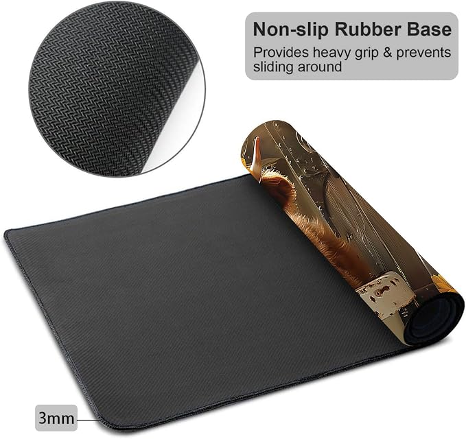 Mouse Pad Gaming Mousepad 31.5x11.8 Inch XXL Large + Coasters,Desk Mat with Stitched Edges, Non-Slip Rubber Base, Thick Mouse Pad for Computer, Laptop, Office & Home - Highland Cow Sunflower