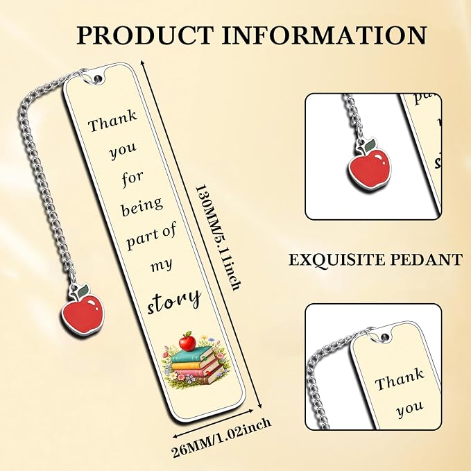 Teacher Appreciation Gifts Thank You Teacher Gift Bookmark for Women Men Kindergarten Teachers End of Year Gift Bulk Summer Gifts for Teachers Appreciation Week Graduation Retirement Gift for Her