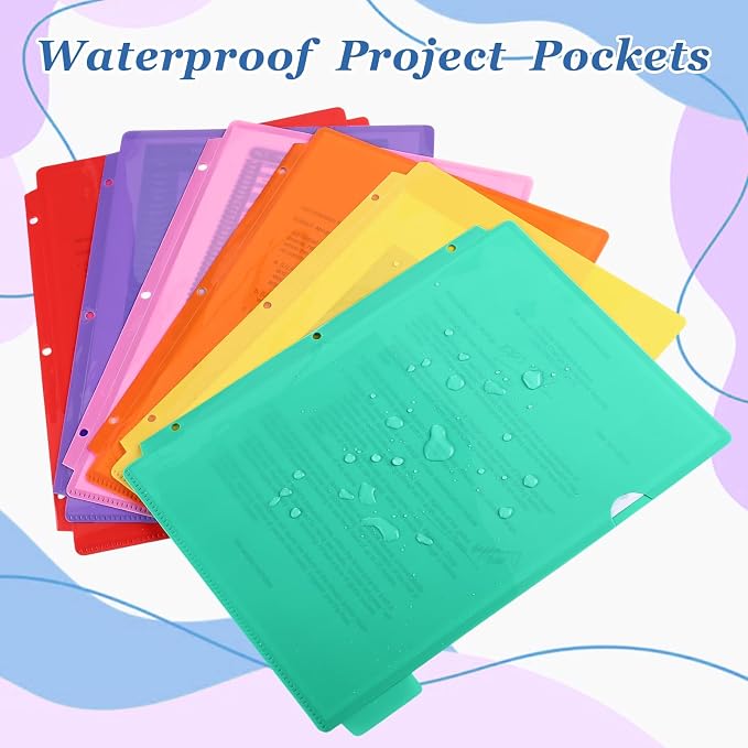 Kosiz 18 Pcs Binder Dividers for 3 Rings Binders Index Dividers with Pocket Plastics Sheets Protectors with Tab Labels for School Office Organization(Bright Color)