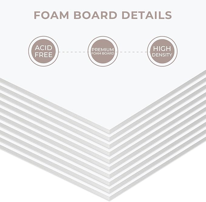 AUEAR, 12 Pack 16x20 White Foam Boards 1/8" Thickness Foam Core Boards for Presentation Board for School Crafts Office Art Projects Display, Mounting, Print