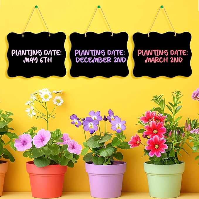3Pcs Hanging Chalkboard Signs 8x10 Inch Wooden Double Sided Erasable Message Board, Memo Message Sign with Hanging String for Wedding Kitchen Home Party Decoration(Polygon)