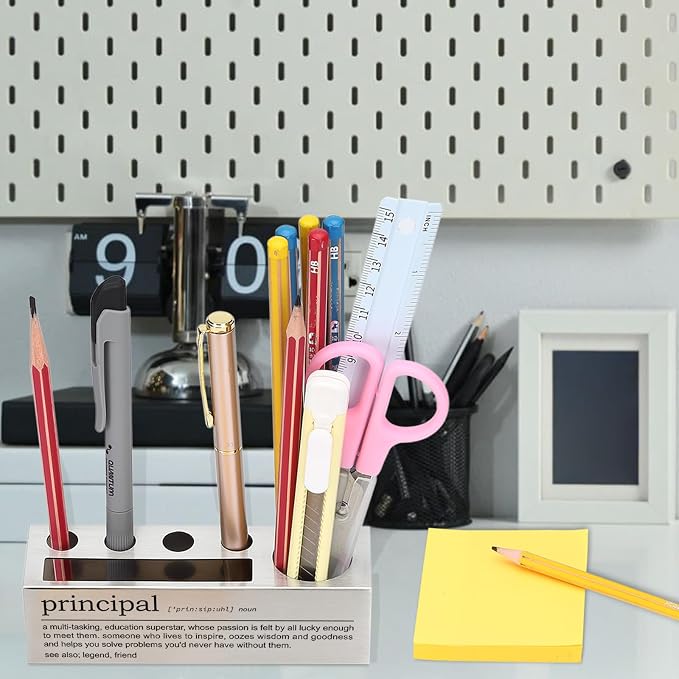 Principal Desk Pencil Holder Motivational Gift for Principals Inspirational Office Decor for Educators Unique Pen and Pencil Organizer for School Administrators EDP81