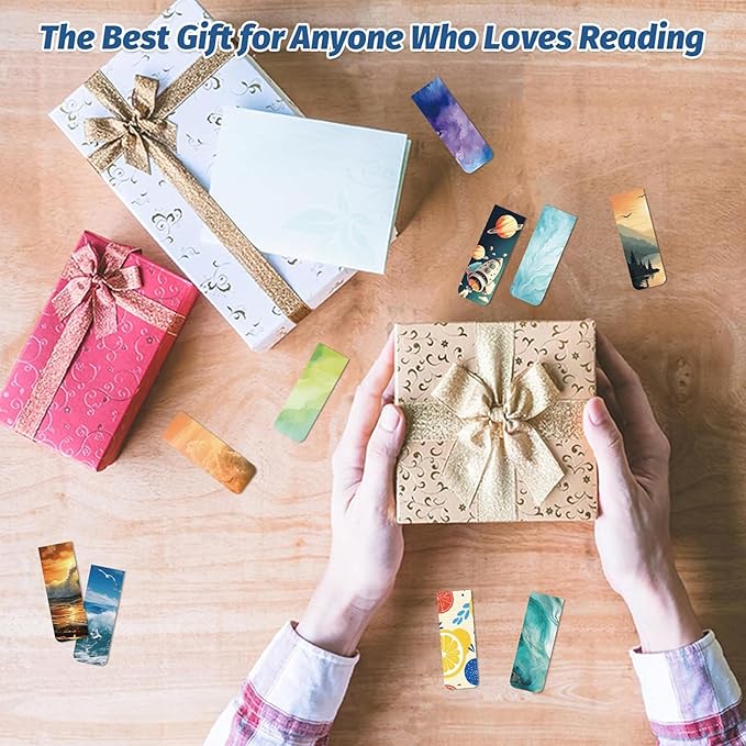 96 Pieces Magnetic Bookmarks Magnet Page Markers – Cute Magnet Bookmark Clips with Storage Boxes – Bookmarks for Reading Women & Men – Christmas Gifts & Teacher Gifts