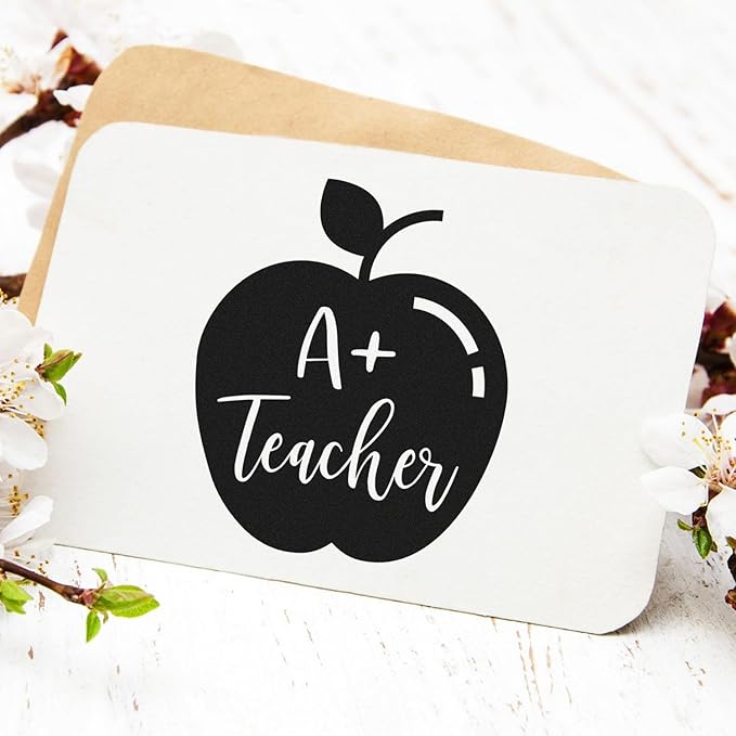 Pre-Ink Rubber Stamp for Teachers, Craft Stamp with Pre-Inked A+ Design, 1-5/8" Square, Elementary School Teachers, Educational & Classroom Craft Supplies, Durable & Easy to Use