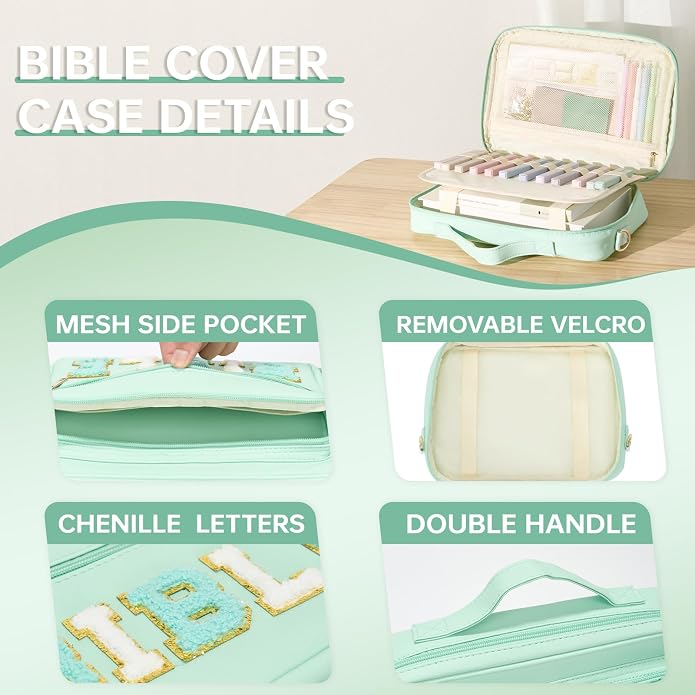 Bible Cover Case for Women Bible Bag Bible Study Supplies Leather Bible Case Western Bible Tote Bag Christian Gifts for Girls