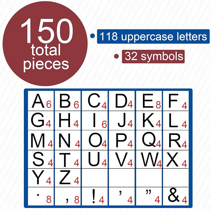 150 PCS Large 6" Bulletin Board Letters Set, 4th of July Classroom Alphabet Cutout Letter for Memorial Day Bulletin Board Display Home School, A Great Helper to Inspire Students' Learning Interest