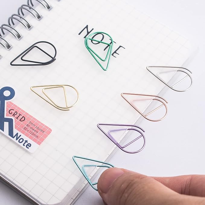300 Pieces Multicolor Cute Paper Clips, Smooth Stainless Steel Drop-Shaped Colorful Wire Small Paperclips for Office Supplies Girls Kids School Students Paper Document Organizing by VENCINK