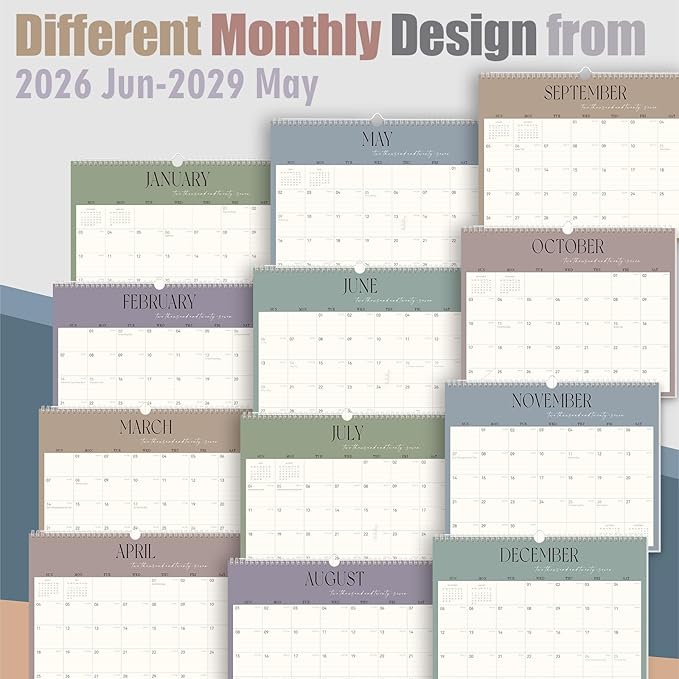 GuassLee Wall Calendar 2026-2029, 36-Month Hanging Wall Calendar June 2026 - May 2029, 14" X 11" Monthly Planner With Thick Paper Spiral Bound For Office Home School Organizing & Planning