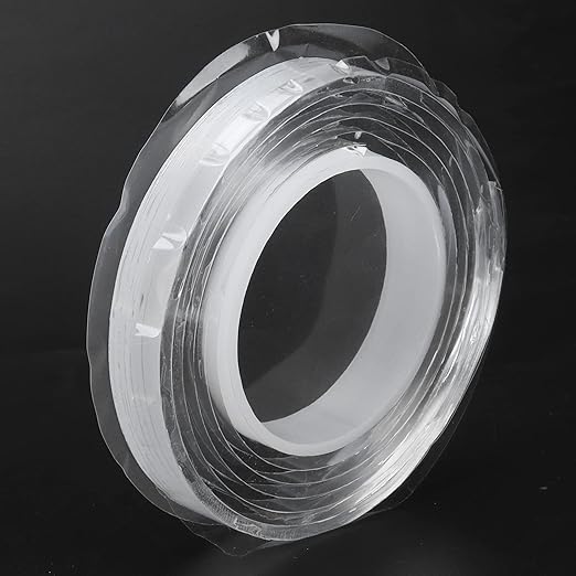 Washable Reusable Double Sided Tape | Strong Acrylic Adhesive for Walls/Photos/Decor | No Marks Transparent Tape Fasteners | 10 Pack, 1 Meter Total Length