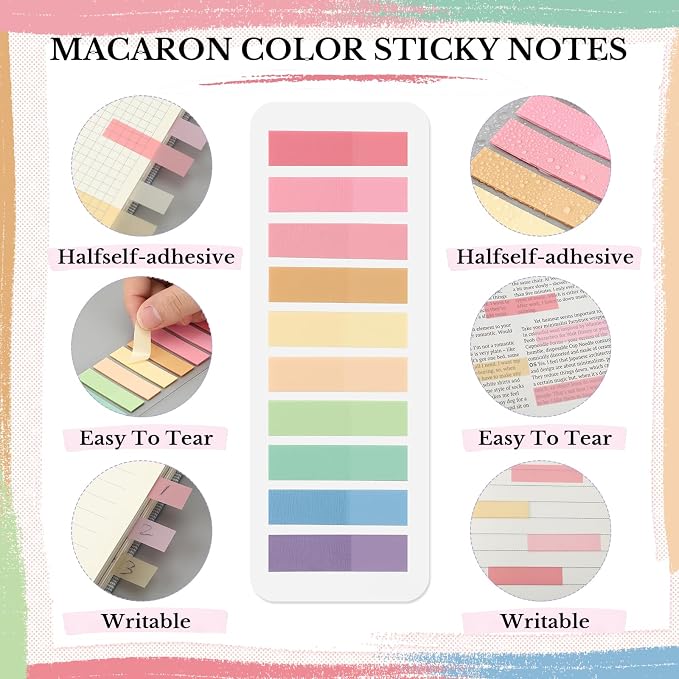Spakon 7 Pcs Book Lovers Gifts for Readers Bookish Book Annotation Kit Aesthetic Pastel Highlighters No Bleed Gel Pens Reading Tabs Bookmark for Women Library Student Bible(Pink Series)