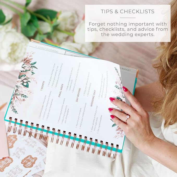 Clever Fox Wedding Planner – Notebook Organizer for Bride – Wedding Planning Binder Book with Pockets – Engagements Gift, 10x11″ (Turquoise)