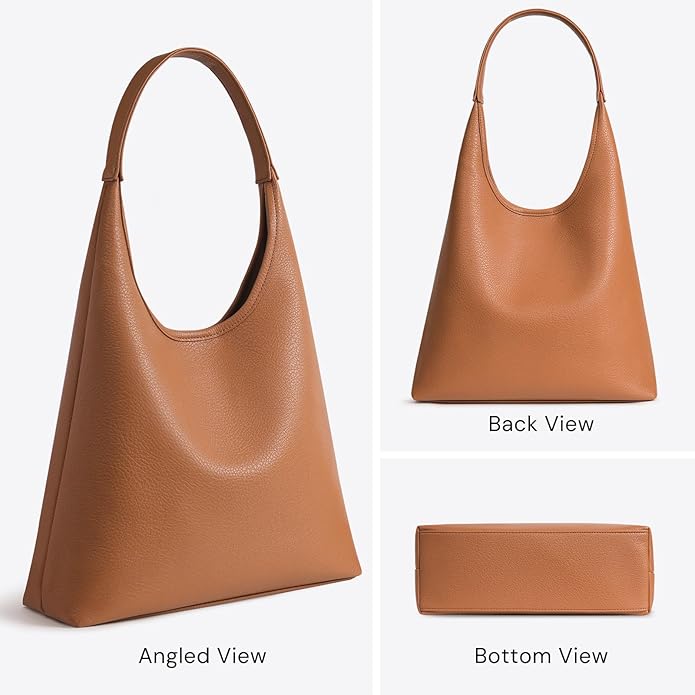 Hobo Bag for Women, Large Slouchy Shoulder Bag, Soft Vegan Leather Everyday Tote Purse, Stylish Handbag Fits 13.6'' Laptop