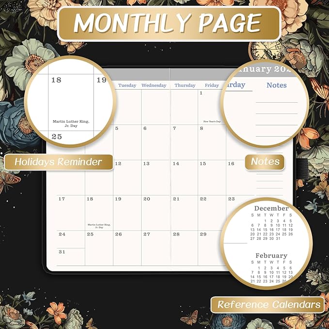 2026-2029 Pocket Planner/Calendar - 3 Year Monthly Planner 2026-2029, July 2026 - June 2029(36 Months), 6.3" x 3.8", Monthly Calendar with Inner Pocket and 61 Notes Pages - Butterfly