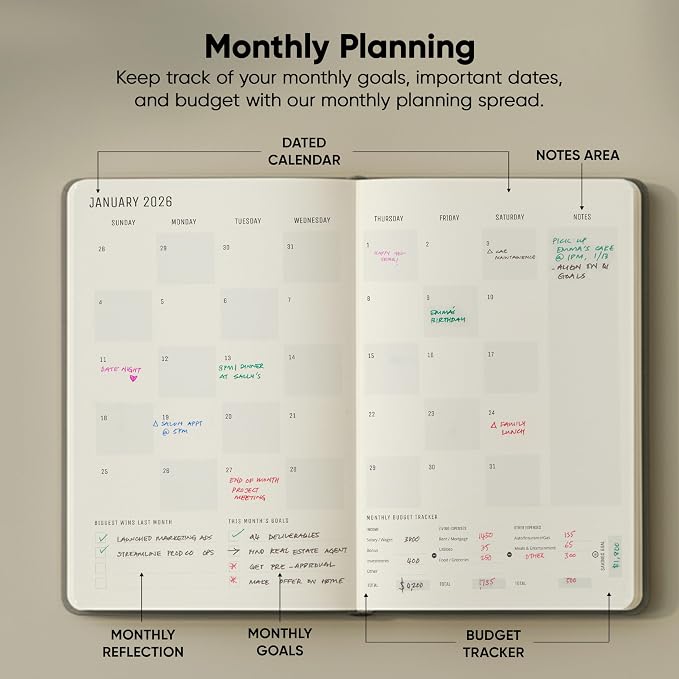 Dated, 2026 Planner, 5.8” x 8.3” - The #1 Productivity Planner to Achieve Your 2026 Goals - Planner 2026-2027 by PRODUCTIVITY STORE (A5, GREY)