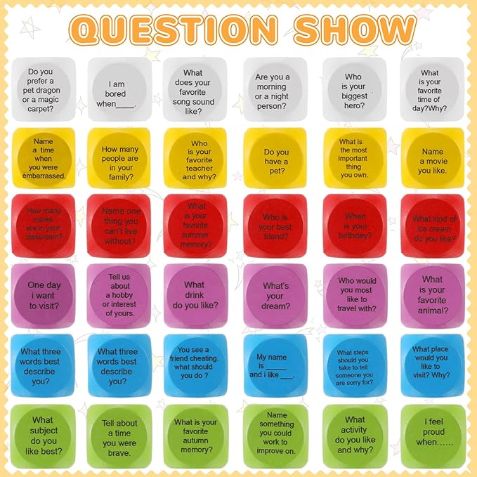 Jenaai 12 Pcs Conversation Ice Breaking Cubes Social Emotional Learning Activities Social Emotional Dice Wood Conversation Cube for Kids Adult Classroom Family Couple (Conversation)