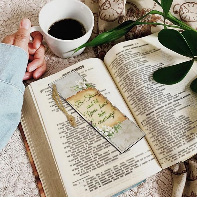Vintage Lily and Cross Bible Case with Bookmark Waterproof Bible Cover Case for Women Lightweight Bible Bag with Handle Pockets Church Book Bag Beige