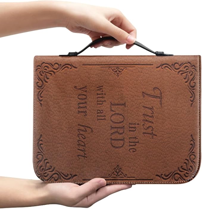 Retro Style Sunflower Bible Case with Bookmark Waterproof Bible Cover Case for Women Lightweight Bible Bag with Handle Pockets Church Book Bag Brown