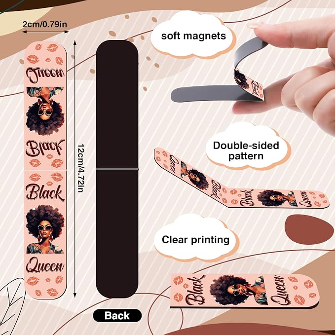 Wxiben Black Girl Magnetic Bookmark - 30 Pcs Black Women Inspirational Quotes Book Mark Magnets Reading Bookmarks Magnetic African American Women Book Markers Page Clip for Students Teachers Gifts