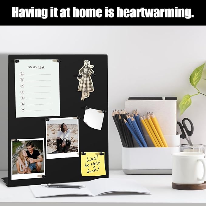 2 Pack Magnetic Bulletin Board Set, Magnetic Display Board, Small Desktop Magnet Stand, Contains Pen & 12 Magnet Clasps, for Home, School, Kitchen, Office Notice Display 12.6×11×2.6 inches