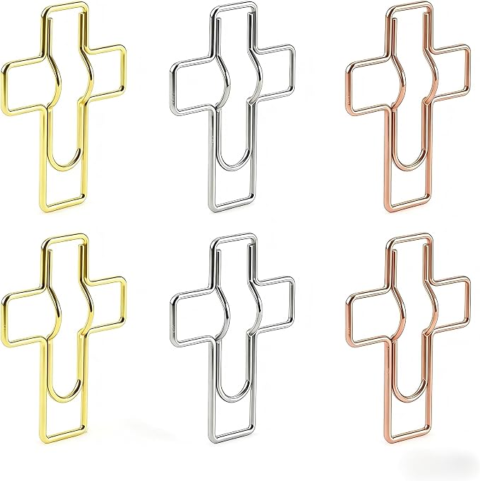 18 Pcs Cross Pen Holder Clips, Bible Study Supplies, 2.8-Inch Jumbo Cross Paper Clips Pencil Holder for Bible Journaling Accessories Planner Office School Supplies Travelers Notebook Accessories