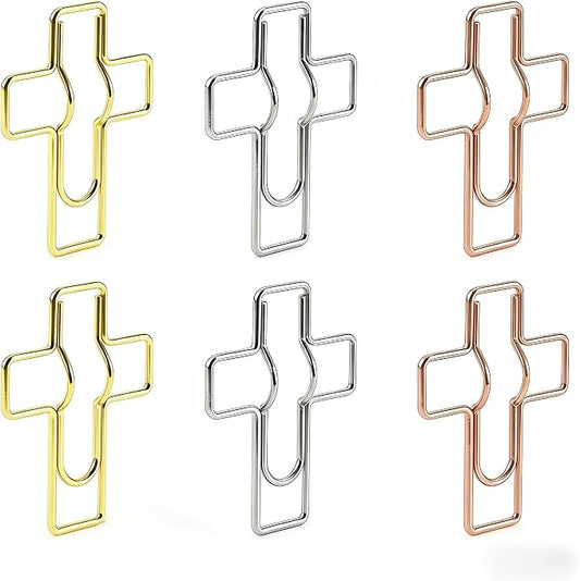 18 Pcs Cross Pen Holder Clips, Bible Study Supplies, 2.8-Inch Jumbo Cross Paper Clips Pencil Holder for Bible Journaling Accessories Planner Office School Supplies Travelers Notebook Accessories