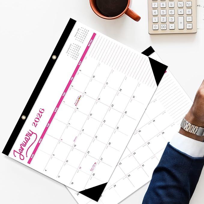 Desk Calendar 2026 , JXAVO Wall Calendar 2025-2026 Large Size 17" X 12" Covers July 2025 - December 2026, Pink Cute Desktop Monthly Calendar for Home Classroom School or Teacher Gifts & Office Supplies