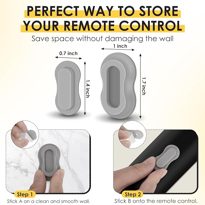 HOTEC 6 Pack Magnetic Remote Control Holder Wall Mount, Upgraded No Drill Self-Adhesive TV Remote Organizer, Universal Storage for TV, Fan, AC, Media & RV Accessories, Grey
