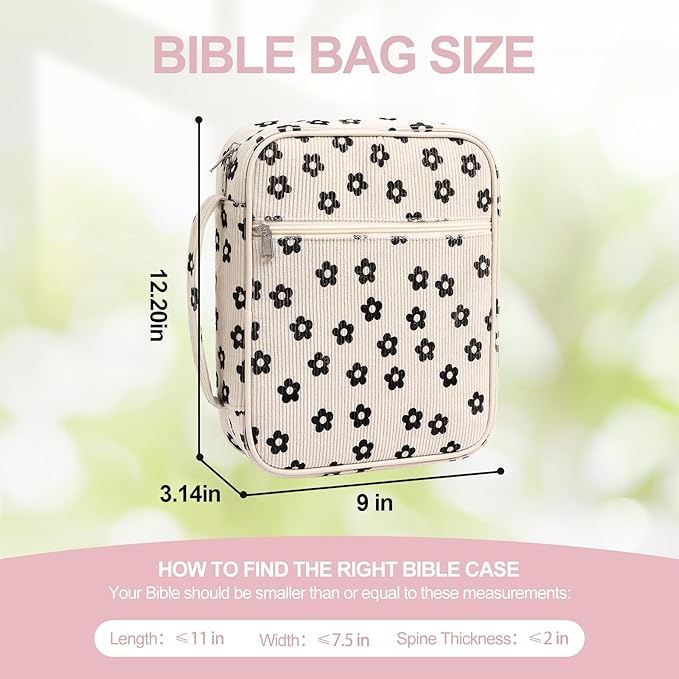 Large Bible Cover Case for Women,Bible Bag,Floral Bible Storage Bags with Zipper Pocket and Handle