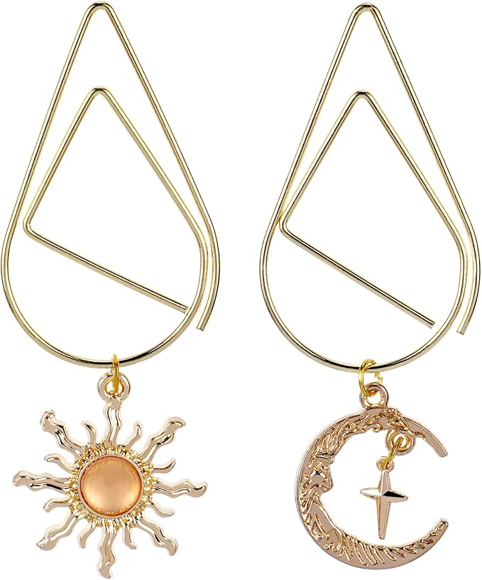 Celestial Tarot Moon Bookmark - 2 PCs Fantasy Sun Star Gold Bookmarks Reading Reader Bookish Paperclips Book Mark Astrology Lovers Romance Witchy Mystical Literature Fans Birthday Gifts