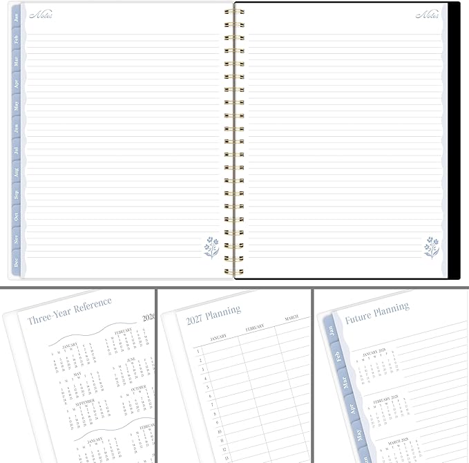 Mead Cambridge 2027 Planner, Weekly & Monthly, 8.5" x 11", Cherrywood Lane, Black Botanicals (CL22-905-27)