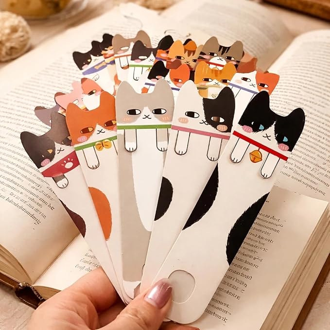 Cute Bookmarks Bulk Gifts - 90 Pcs Cats Paper Bookmark for Women Girls Students Book Lovers Animals Page Marks School Office Classroom Reading Accessories Bookish Gift for Birthday Graduation