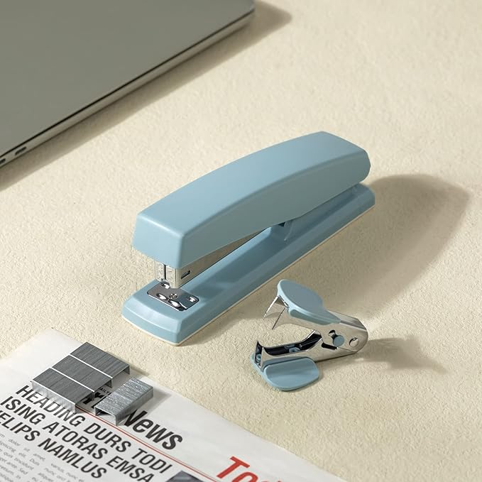 Deli Stapler, Desktop Staplers, 25 Sheet Capacity, Includes 1000 Staples and Staple Remover, Blue